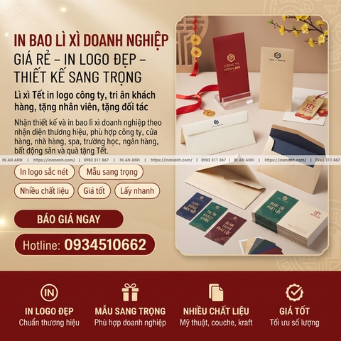 In Bao Lì Xì Doanh Nghiệp Giá Rẻ Thiết Kế Lì Xì Logo Đẹp
