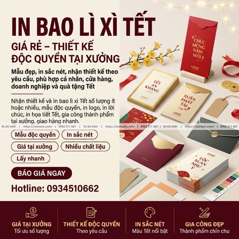 In Bao Lì Xì Tết Giá Rẻ Thiết Kế Độc Quyền Tại Xưởng In