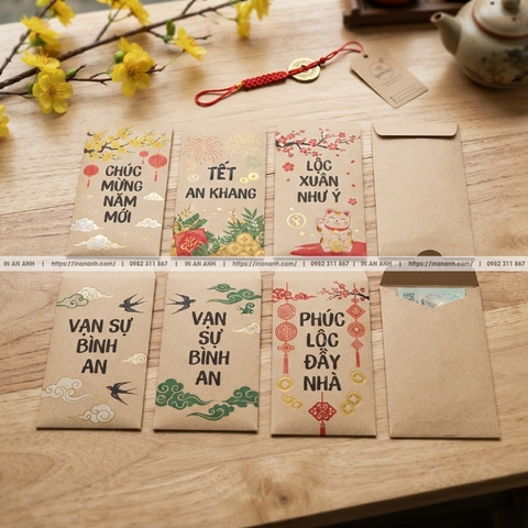 In Bao Lì Xì Giấy Kraft Giá Rẻ Thiết Kế Mẫu Độc Đáo Đẹp