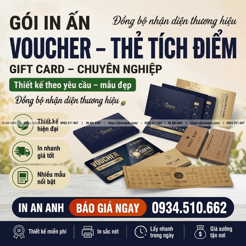 Gói In  Ấn Trọn Bộ Voucher – Thẻ Tích Điểm – Gift Card