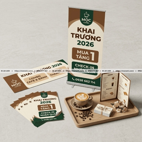 Gói In Trọn Bộ Khai Trương - Tờ Rơi + Standee + Name Card + Banner