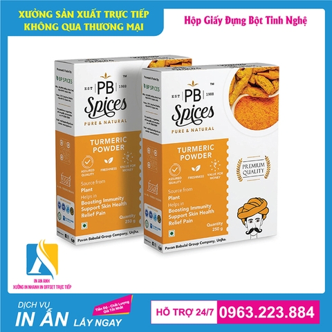 In hộp giấy đựng tinh bột ngũ cốc, tinh bột nghệ, mầm đậu nành, gạo lứt tại Hà Nội.
