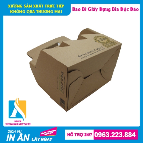 Hộp giấy đựng bia được thiết kế đẹp xách 6 chai, 4 chai, 2 chai