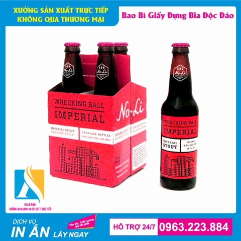 Hộp giấy đựng bia được thiết kế đẹp xách 6 chai, 4 chai, 2 chai