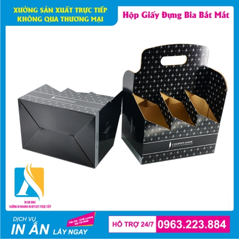 Hộp giấy đựng bia được thiết kế đẹp xách 6 chai, 4 chai, 2 chai