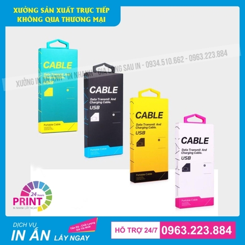 In bao bì giấy đựng phụ kiện điện thoại máy tính trên chất liệu giấy Ivoly cao cấp