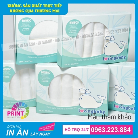 In hộp giấy đựng khăn sữa, khăn xô giá rẻ, chất lượng, lấy nhanh