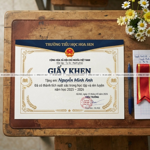 In Giấy Khen Bằng Khen Giá Rẻ Thiết Kế Mẫu Đẹp Trang Trọng