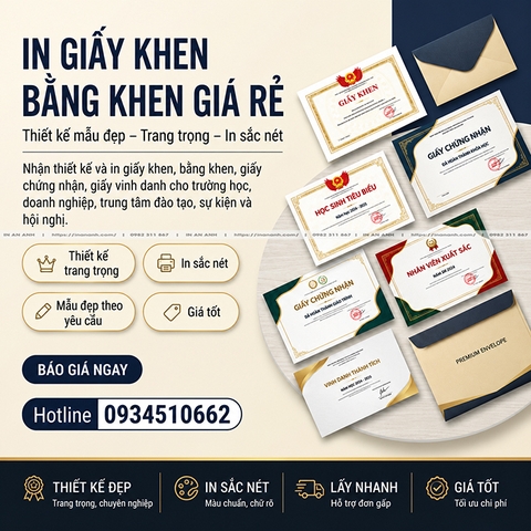 In Giấy Khen Bằng Khen Giá Rẻ Thiết Kế Mẫu Đẹp Trang Trọng