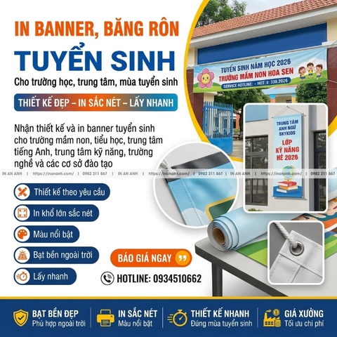 In Banner, Băng Rôn Tuyển Sinh - Cho Trường Học, Trung Tâm, Mùa Tuyển Sinh