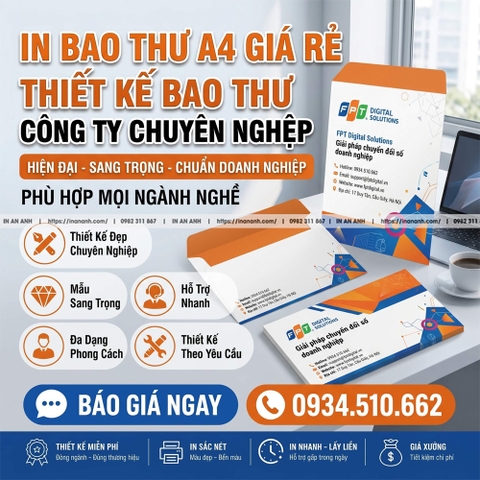 In Bao Thư A4 Giá Rẻ – Thiết Kế Bao Thư Công Ty Chuyên Nghiệp