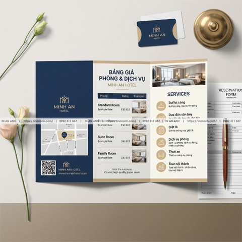 In Brochure Khách Sạn, Hotel - Mẫu Sang Trọng Giới Thiệu Phòng & Dịch Vụ
