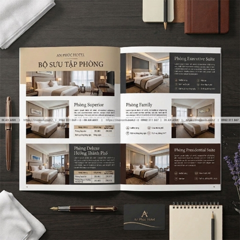 In Brochure Khách Sạn, Hotel - Mẫu Sang Trọng Giới Thiệu Phòng & Dịch Vụ