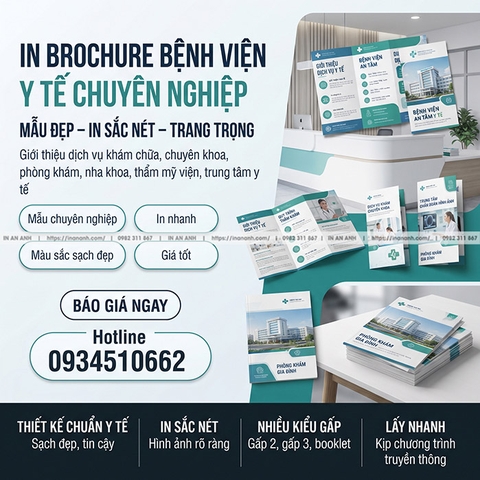 In Brochure Bệnh Viện, Y Tế - Giới Thiệu Dịch Vụ Khám Chữa Chuyên Nghiệp