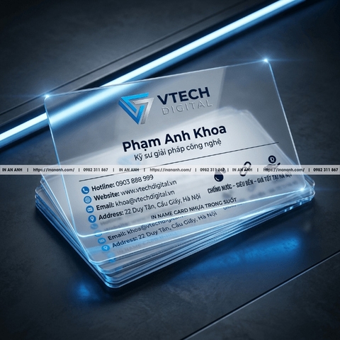 In Card Visit Nhựa Trong Suốt - Chống Nước, Siêu Bền, Độc Đáo
