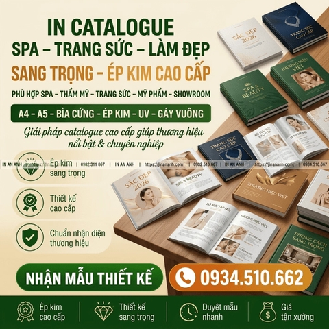 In Catalogue Spa, Trang Sức, Làm Đẹp - Sang Trọng, Ép Kim Cao Cấp