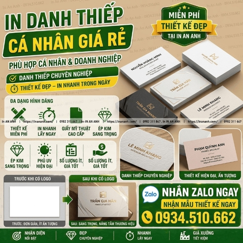 In Danh Thiếp Cá Nhân Giá Rẻ - Miễn Phí Thiết Kế Mẫu Đẹp