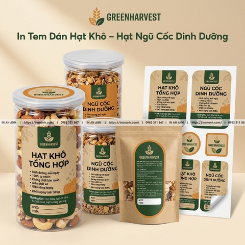 In Tem Dán Hũ Đựng Hạt Điều, Macca, Hạnh Nhân