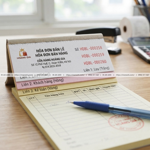 In Hóa Đơn Bán Lẻ, Bán Hàng - Quyển 2-3 Liên Carbonless, Đánh Số, In Logo