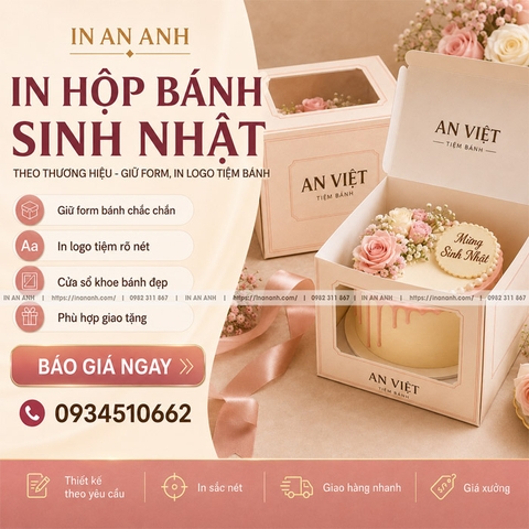 Hộp Bánh Sinh Nhật Theo Thương Hiệu - Giữ Form, In Logo Tiệm Bánh