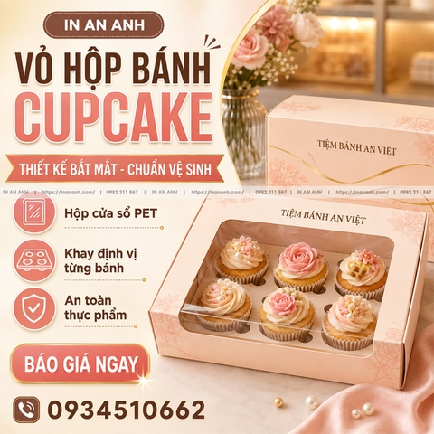 Vỏ Hộp Bánh cupcake - Thiết Kế Bắt Mắt, Chuẩn Vệ Sinh