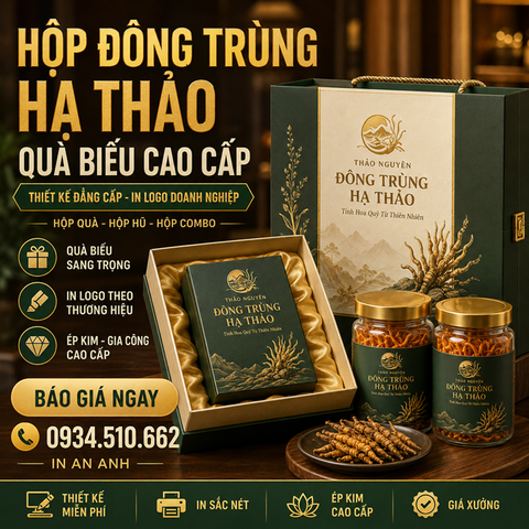Hộp Đông Trùng Hạ Thảo Quà Biếu - Thiết Kế Đẳng Cấp, In Logo Doanh Nghiệp