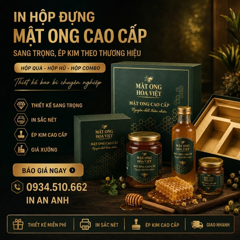 In Hộp Đựng Mật ong Cao Cấp - Sang Trọng, Ép Kim Theo Thương Hiệu