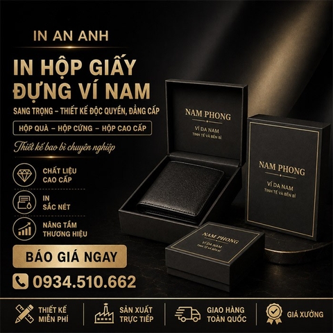 In Hộp Đựng Ví nam Cao Cấp - Sang Trọng, Ép Kim Theo Thương Hiệu