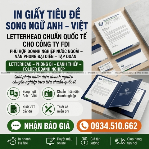 In Giấy Tiêu Đề Song Ngữ Anh - Việt - Letterhead Chuẩn Quốc Tế Cho Công Ty FDI
