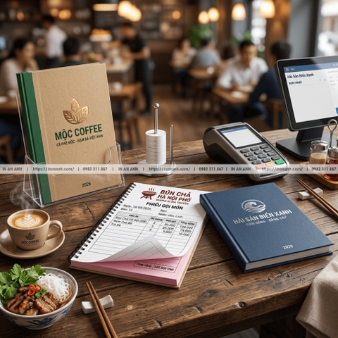 In Quyển Order Nhà Hàng, Cafe - Phiếu Gọi Món 2-3 Liên, Có Logo