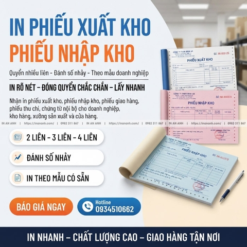 In Phiếu Xuất Kho, Nhập Kho - Quyển Nhiều Liên, Đánh Số, Theo Mẫu Doanh Nghiệp