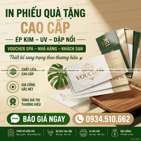 In Phiếu Quà Tặng Cao Cấp Ép Kim – UV – Dập Nổi