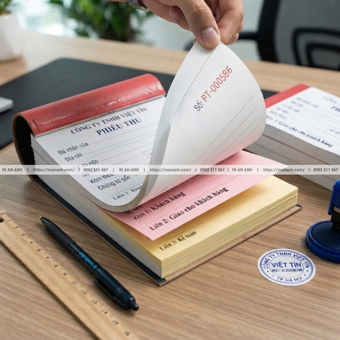 In Phiếu Thu, Phiếu Chi - Quyển 2-3 Liên Carbonless, Đánh Số, Theo Mẫu Kế Toán