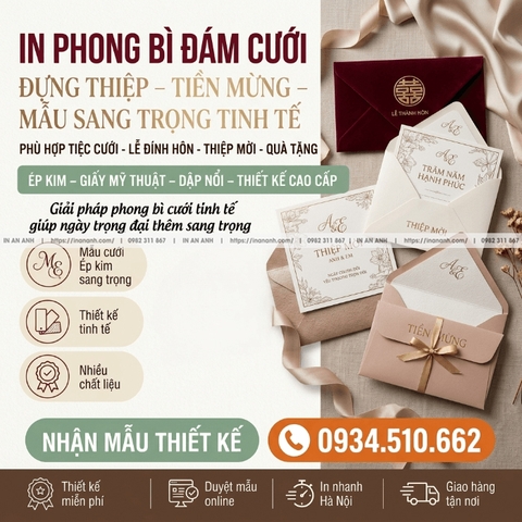 In Phong Bì Đám Cưới - Đựng Thiệp, Tiền Mừng, Mẫu Sang Trọng Tinh Tế