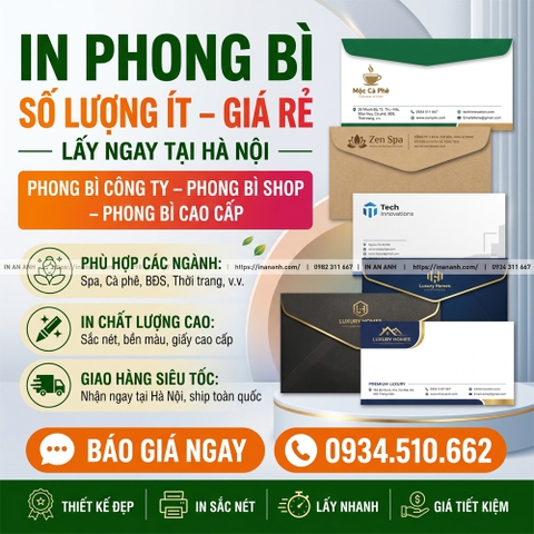 In Phong Bì Số Lượng Ít - Nhận In Lẻ, Giá Tốt Cho Cá Nhân, Shop Nhỏ