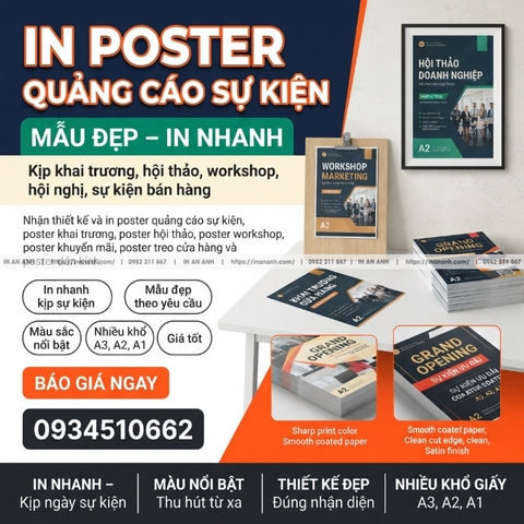 In Poster Quảng Cáo Sự Kiện - Mẫu Đẹp, In Nhanh Kịp Khai Trương, Hội Thảo