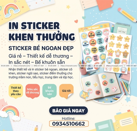 In Sticker Khen Thưởng Giá Rẻ Thiết Kế Sticker Bé Ngoan Đẹp