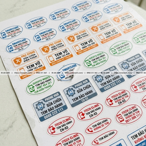In Tem Bảo Hành Điện Thoại Decal Vỡ Số Nhảy
