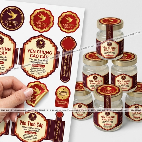 In Tem Dán Hũ Yến Sào Chống Nước, Để Tủ Lạnh