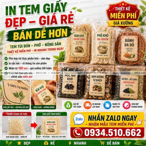Dịch Vụ In Tem Giấy Theo Yêu Cầu: Miễn Phí Thiết Kế – In Nhanh Giá Gốc