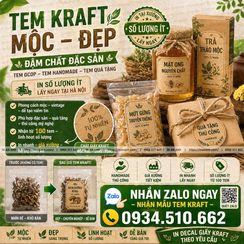 Mẫu in tem giấy kraft cho sản phẩm handmade