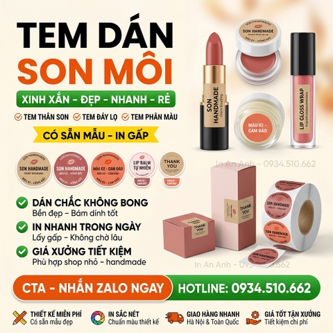 In Nhãn Son Môi Giá Rẻ Thiết Kế Tem Dán Son Xinh Xắn Đẹp