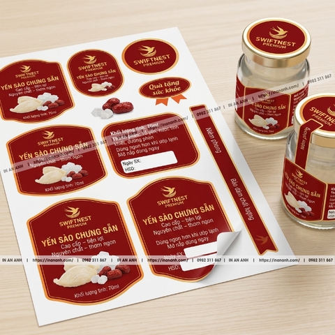 In Tem Dán Hũ Yến Sào Chống Nước, Để Tủ Lạnh