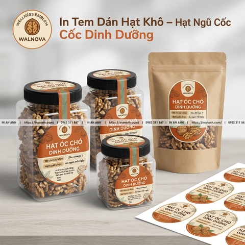 In Tem Dán Hũ Đựng Hạt Điều, Macca, Hạnh Nhân