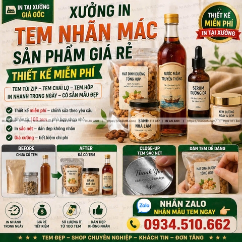 Xưởng In Tem Nhãn Mác Sản Phẩm Giá Rẻ Thiết Kế Miễn Phí