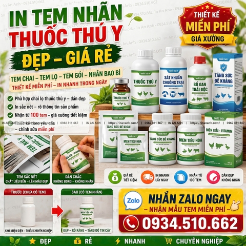 In Nhãn Thuốc Thú Y Giá Rẻ Thiết Kế Tem Nhãn Chuyên Nghiệp