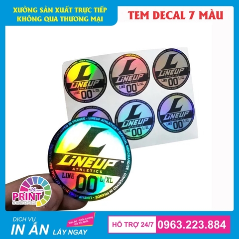 In tem nhãn trên decal 7 màu