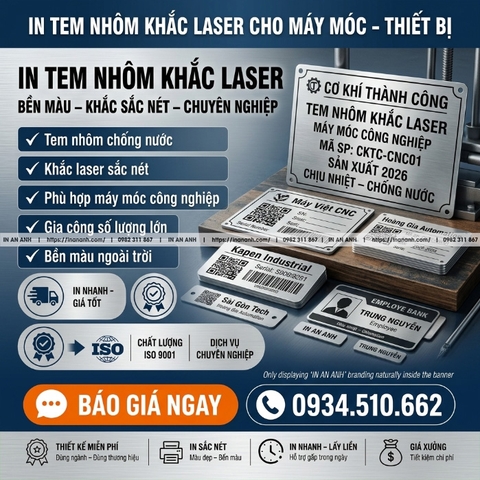 In Tem Nhôm Khắc Laser Cho Máy Móc, Thiết Bị