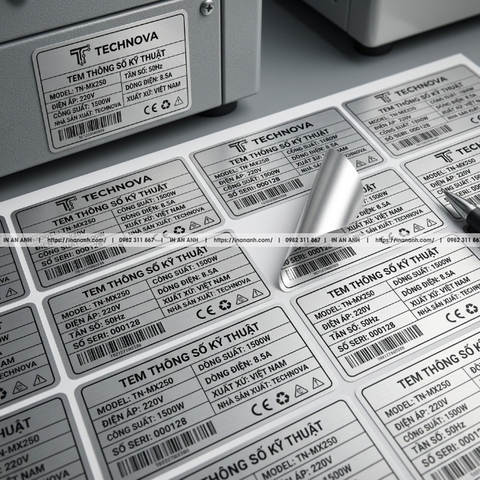 In Tem Máy Móc Xi Bạc Chịu Nhiệt 200°C