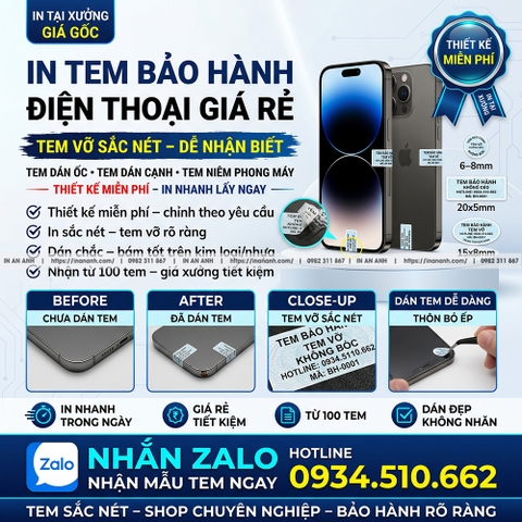 In Tem Bảo Hành Điện Thoại Giá Rẻ Thiết Kế Tem Vỡ Sắc Nét